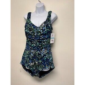 Maxine of Hollywood Women's Shirred Front Electric Safari Swimsuit Size 16 - NWT
